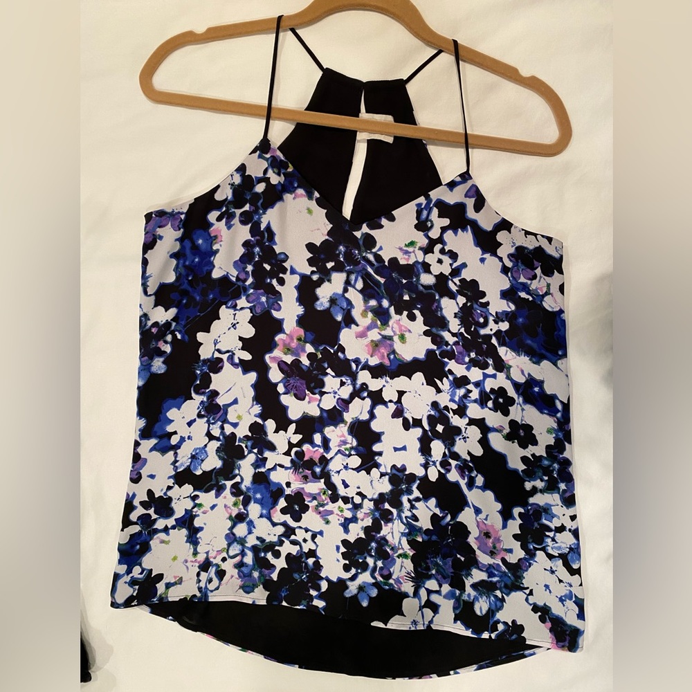 Express reversible black and floral racerback spaghetti strap tank - size small
